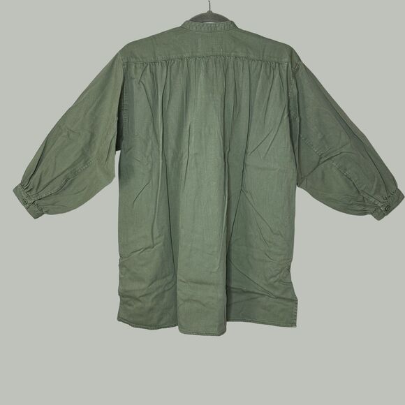 Sandrine Rose Twill Long Sleeve Oversized Dress Moss Women's Small NWT - Picture 3 of 12